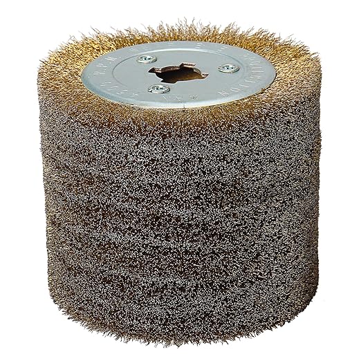 120x100mm Copper Plated Steel Wire Brush Wheel Surface Conditioning Tool 4.7" x 4" with 3/4" Quad Keyway for Surface Finishing of Stainless Steel, Aluminum, Metal and Wood (0.15 Wire)