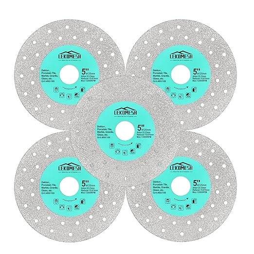 Rock Slab Grinding Disc - 5 inch Glass Cutter Disc(5pcs), Granite Cutting Blade, Diamond Grinder Wheel for Rock Slab, Stone, Tile, Marble, Granite, Glass Diamond Saw Blades