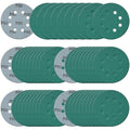 5 Inch 8 Hole Sanding Discs, 50 Pcs Wer Dry Sandpaper 60 Grit Hook and Loop Green Polyester Film Backed Sanding Disc for Random Orbital Sander Wood Car Metal Plastic (60 Grit, 50 Pack)