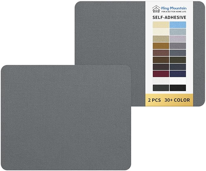 KING MOUNTAIN Canvas Repair Patch 9 x11 Inch 2 Pcs Self-Adhesive Waterproof Fabric Patch for Sofas, Tents, Furniture,Tote Bags, Car Seats (Charcoal Grey)