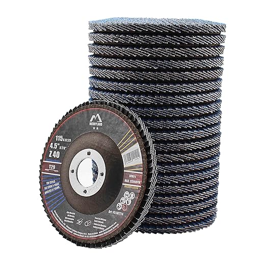 Merryland Flap Disc 4 1/2 inch Metal for Angle Grinder, 4.5inch 40 Grit T29 Flap Wheel, Blue Zirconium Corundum INOX Stainless Steel Iron Universal, Craft-Line FC1107214-20