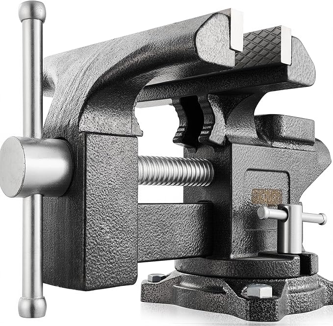 [Upgraded] Bench Vise 6” - Table Vice For Workbench, Utility Vise with Heavy Duty Cast Iron, Multi-Jaw, 270 Degree Swivel Base, Larger Anvil, Easy Adjustment for Woodworking, Workshop DIY Uses