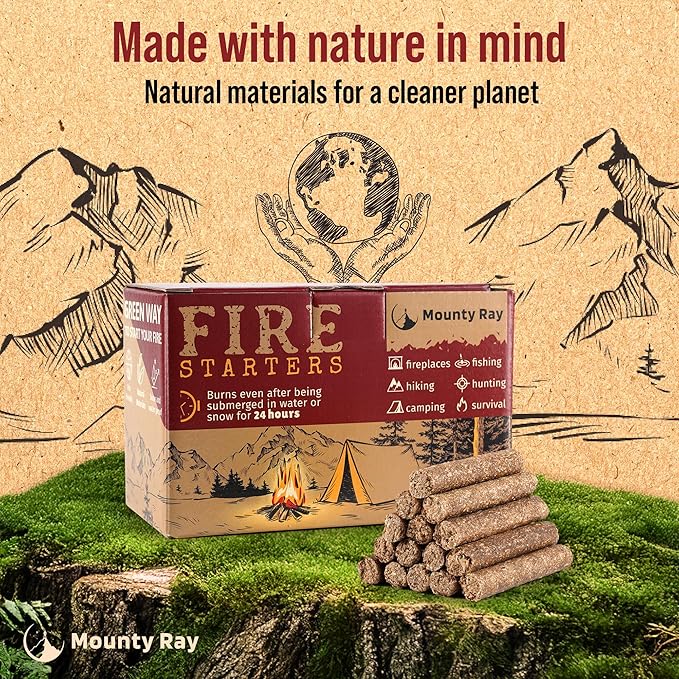 Fire Starters for Campfires - 100 pcs - Waterproof Fire Starter Sticks for Emergency Survival Kit Camping Outdoor Kitchen Indoor Fireplace Bonfire