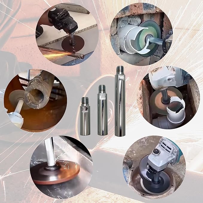 5/8"-11 Angle Grinder Extension Shaft Connecting Rod with Grinder Adjustable Spanner Wrench Flange Nut kit Car Polisher Airway Buff Extender Rotary Extension Kit (3" & 4" & 5.5")