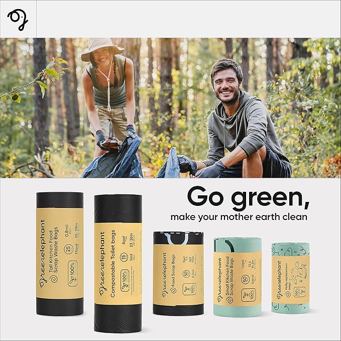Green Elephant Portable Camping Toilet Bags – Compostable Potty Bags for Portable Toilet, Wag Bag Human Waste Kit, Fits 5-Gallon Buckets, Biodegradable Outdoor Waste Solution, 15 Count, 8 Gal