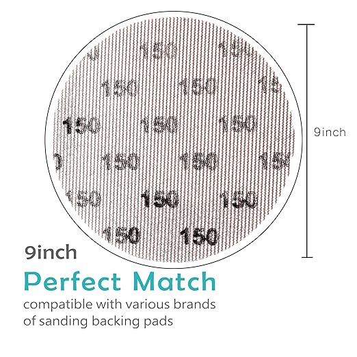Mesh Sanding Disc 9 Inch 150 Grit 25PCS, Sand Screen 9in Sandpaper Net Dust Free Hook and Loops Discs | Compatible with Radius 360 Drywall Sander | Ideal for Drywall, Floor, Putty Use
