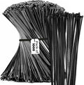 Bolt Dropper 12-Inch Black Zip Ties - 1000-Pack Heavy Duty Wire and Cable Ties - Durable Self-Locking Nylon with 40 lbs Tensile Strength - UV and Temperature Resistant for Indoor and Outdoor Use