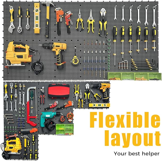 12 Black Plastic Peg Board Set Contains 428 Accessories, High Load-Bearing, Rust-Proof, Non-Sagging, Non-Grooved, Tools Can be Styled at Will, and the Tool Storage System Gives You a New Experience