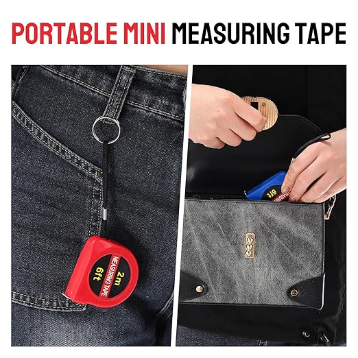 50 Pcs 6 FT Mini Tape Measure Retractable Bulk Small Measuring Tape Pocket Size Measurement Tool for Operation Christmas Items Party Favor Gifts Stuffers for Men(Colored)