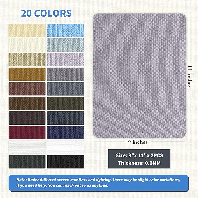 KING MOUNTAIN Canvas Repair Patch 9 x11 Inch 2 Pcs Self-Adhesive Waterproof Fabric Patch for Sofas, Tents, Furniture,Tote Bags, Car Seats (Light Grey)