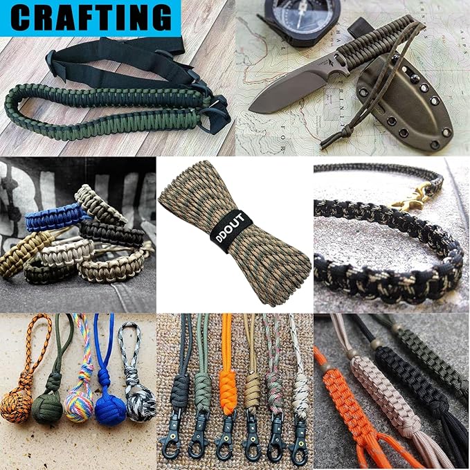 Paracord Nylon Rope Camo 200ft with 7-Strand Core, 10 Colors and 50/100/200 ft, Type III Parachute Cord 4mm for Camping, Survival, Hiking, DIY, Crafting, Outdoor Utility Rope