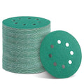 100PCS Premium Green Sanding Discs Set, 5-Inch 8-Hole Sandpaper for Random Orbital Sander, Including 60,80,100,120,150,180,240,320,400,600 Grit