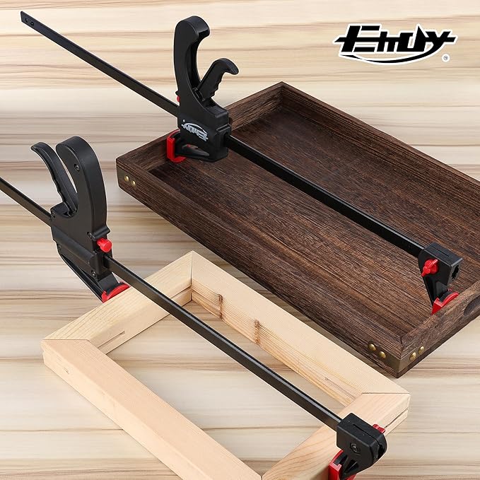Bar Clamps for Woodworking, One-Handed Clamp/Spreader, 24-Inch Woodworking Clamps Set, Light-Duty Quick-Change F Clamp with 130 lbs Load Limit, 2-Pack