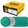 Dura-Gold Premium 60 Grit 5" Green Film Sanding Discs, 8-Hole Pattern, Box of 25 - Dustless Hook & Loop Backing Sandpaper for DA & Random Orbital Sanders, Sand Automotive Paint Woodworking Furniture