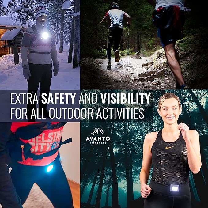 AVANTO PRO Magnetic Running Light, Original, USB-C Rechargeable Night Running Lights for Runners, Hands Free Dog Walking Lights for Night Walking, Clip On Runners Flashlight, Dog Collar Light