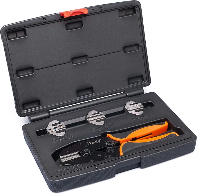 Wirefy Crimping Tool Set 5 PCS - Ratcheting Wire Crimper - For Heat Shrink, Nylon, Non-Insulated Connectors, Ferrule Terminals