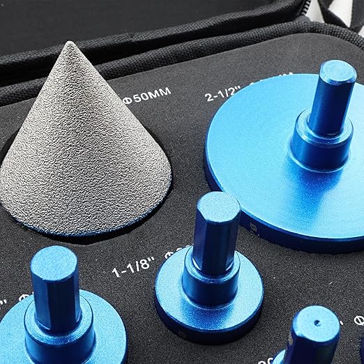 Tile Hole Saw Kit Diamond- BRSCHNITT 11pcs Diamond Core Drill Bit for Porcelain Tile Ceramic Marble Granite Drilling Triangle Shank
