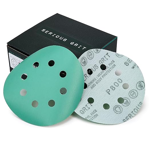 Sanding Discs 5 Inch 8 Hole 800 Grit - Heavy-Duty Hook & Loop Wet Dry Film Sandpaper Discs - Ultra Fine Sand Paper for Random Orbital Sanders - Wood, Automotive, Epoxy, etc - 50 Pack Box