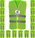 Safety Vest - 10 Pack and 15 Pack - High Visibility Vest for Everyday Use, Lightweight, Comfortable and Breathable