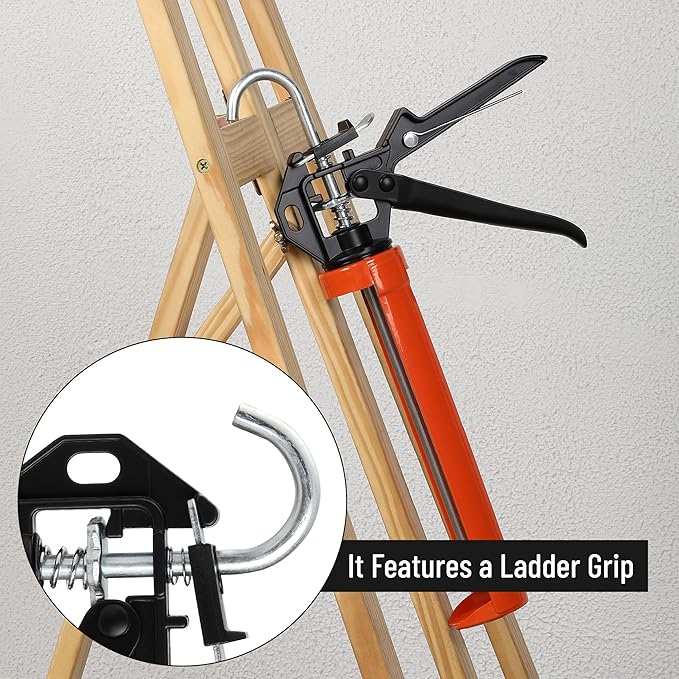 Bates- Caulking Gun, 12:1 Thrust Ratio, Black & Orange, Caulking Tool Gun, Caulk Gun No Drip, Hand Caulking Guns, Silicone Gun, Caulking Gun Tool, No Drip Caulk Gun, Caulk Guns, Caulking Gun Dripless