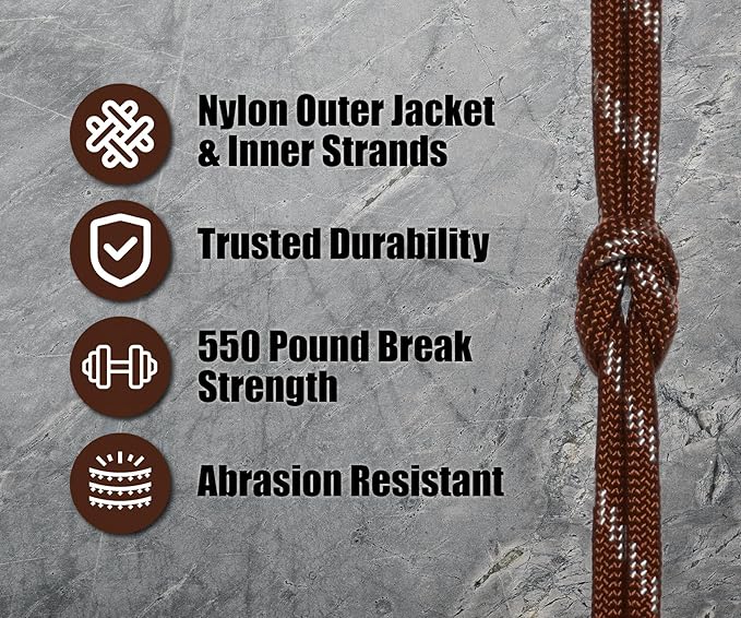 BORED? PARACORD! 550 lb Paracord - Ideal for Crafting, Camping, DIY Projects, Active & Military Outdoors - Strong Survival Rope - Tactical Parachute Cord Type III - Pig Skin 250 Feet