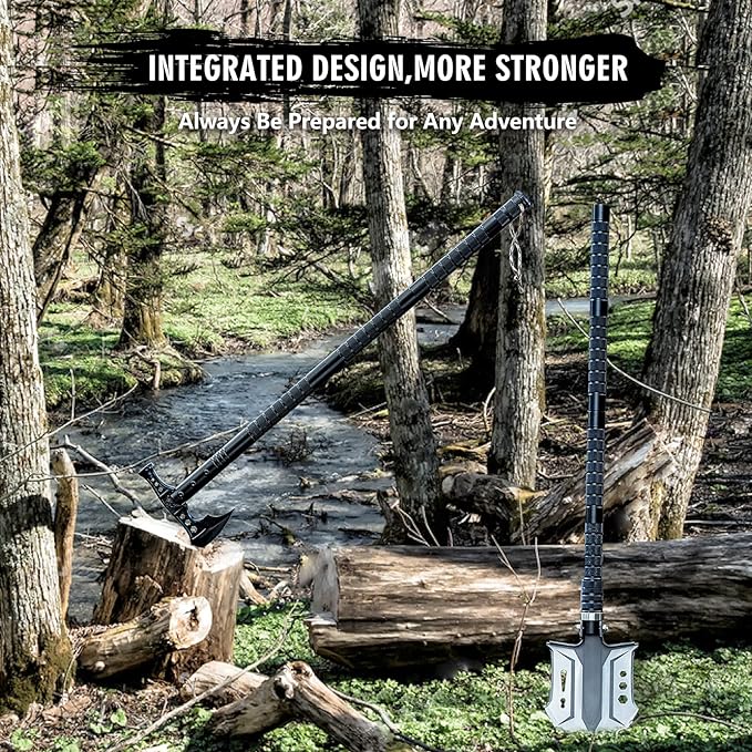 Camping Shovel Axe Outdoor Survival Shovel Set with High Carbon Steel Camping Gear for Men Outdoor Caming Hiking Backpacking Emergency