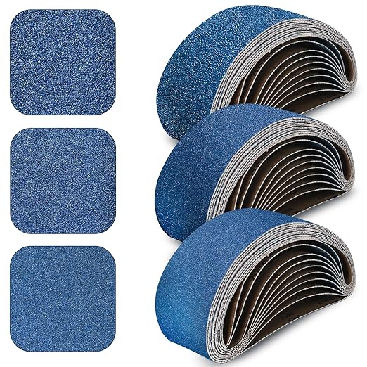 3x21 Inch Sanding Belts 30 Pcs (3 Grit, 10 Each of 80, 120, 150 Grits) Heavy Duty Belt Sander Zirconia Belt Sander Paper for Wood, Metal, Stainless Steel, Automotive, and Furniture