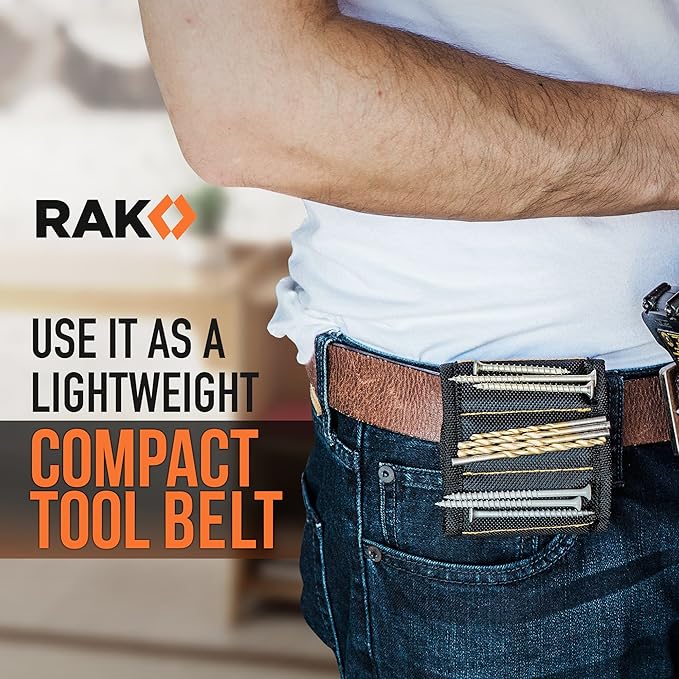 RAK Magnetic Wristband for Holding Screws, Nails, Drill Bits for Men - Premium Nylon with Lightweight Powerful Magnets, Magnetic Wristband for Tools, Gifts for Dad, Husband, Grandpa, Handyman