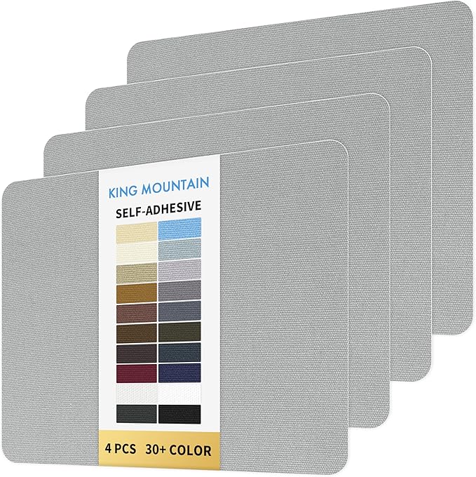KING MOUNTAIN Canvas Repair Patch 9 x11 Inch 4 Pcs Self-Adhesive Waterproof Fabric Patch for Sofas, Tents, Furniture,Tote Bags, Car Seats (Grey2.0)