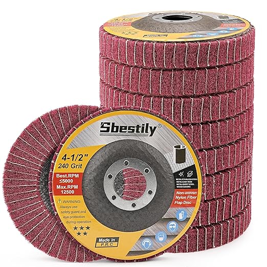 10Pcs 240 Grit Scour Flap Disc 4 1/2 Inch Coarse Polishing Grinding Wheel for Metal Stainless Steel Angle Grinder Scouring Pads Scuff Sanding Discs Paint Rust Remover