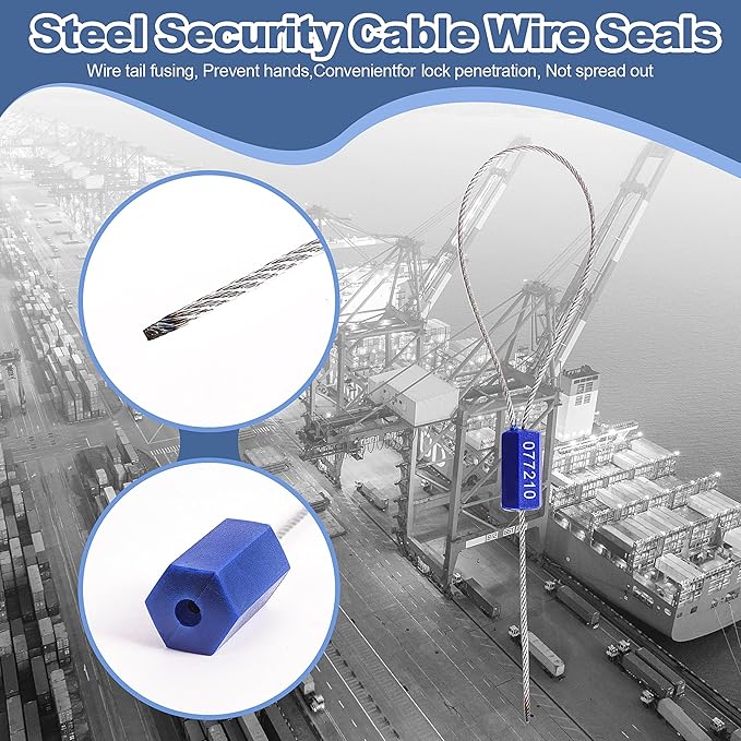 240 Pieces Security Cable Seals, Metal Number security tags for Truck, Trailers, Cargo, Containers, Vans, Oil Tank, Milk Vehicle (White, 240 Pack)