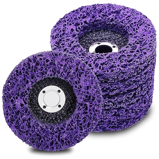 6 Pack 4-1/2" x7/8'' Strip Discs Rust Remover Wheel for Angle Grinders Clean and Remove Paint, Coating, Rust and Oxidation for Wood Metal Fiberglass Work Purple