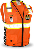 KwikSafety - BIG KAHUNA DIGITAL Safety Vest [LIMITED EDITION] Class 2 ANSI OSHA Reflective Vest Durable High Visibility Vest Construction Safety Vest for Men Industrial Work Gear/Orange XL