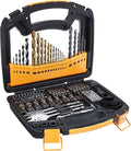 Amazon Basics Drill & Driver Multi Bit Set, Alloy Steel Wood Straight Drill Bits, for Metal, Wood, Plastic, Masonry, with Storage Case, 100-Piece