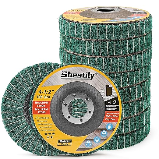10Pcs 120 Grit Scour Flap Disc 4 1/2 Inch Coarse Polishing Grinding Wheel for Metal Stainless Steel Angle Grinder Scouring Pads Scuff Sanding Discs Paint Rust Remover