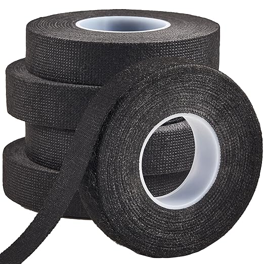 Wire Harness Cloth Electrical Tape, 3/4 Inch x 50 FT (5 Rolls), Automotive Wire Loom Heat Wrap Tape - Fabric Felt Cloth Wiring Harness Tapes, Heat Resistant for Car Engine, Wires, Electrical Wiring