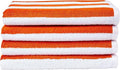 Amazon Basics Cabana Stripe Beach Towel, Pack of 4, Orange, 30 in x 60 in