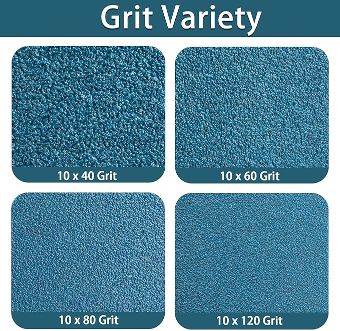 1/2x18 Inch Belt Sander Sanding Belts Kit 40 Pcs (10 Each of 40/60/80/120 Grits), Zirconia Belt Sander Paper Sanding Belts for Wood, Metal, Cars, and Furniture, 40-Pack