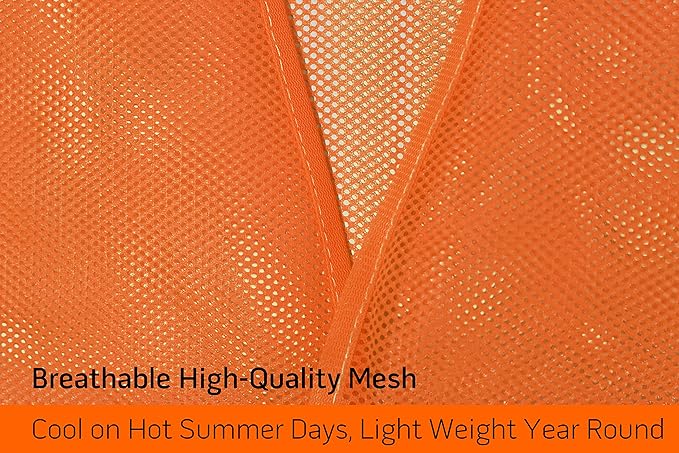 PeerBasics Safety Vest Bulk 12 Pack - Orange Reflective High Visibility, Men Women