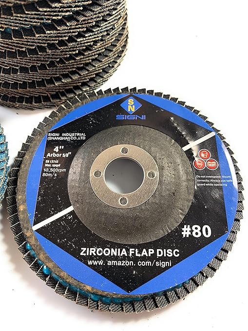 SIGNI 4" x 5/8" Premium Zirconia Flap Discs T27 10-Pack (Grit 80#)