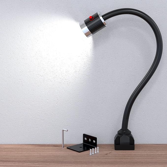 Led Work Light,IP65 Water Proof Flexible Gooseneck Lamp, Led Light gooseneck 900 Lumen for Lathe Milling, Drill Press, Industrial Lighting