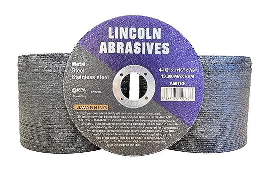 100 Pc 4.5" x 1/16" x 7/8" Cut-Off Wheels Lincoln Abrasives Metal & Stainless Steel