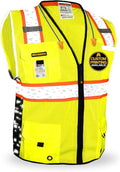 KwikSafety - BIG KAHUNA DIGITAL Safety Vest [LIMITED EDITION] Class 2 ANSI OSHA Reflective Vest Durable High Visibility Vest Construction Safety Vest for Men Industrial Work Gear/Yellow Large