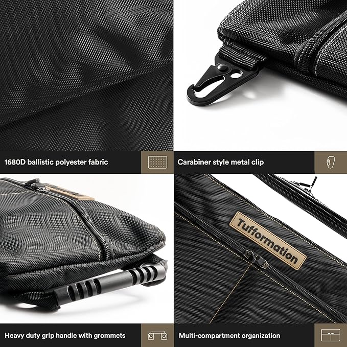 Small Tool Pouch, Tool Bag Organizer with Zipper. Small Tool Bag with Multiple Compartments. Perfect Tool Pouch Bags for Men Women Electricians & Others.