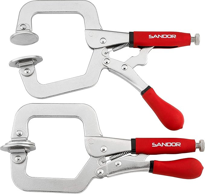 3" Metal Face Clamps for Woodworking - (Pack of 2) Heavy Duty C-Type Wood Clamp Tools with Ergonomic Grip for DIY, Pocket Hole Joinery, Cabinetry, Welding, Carpentry