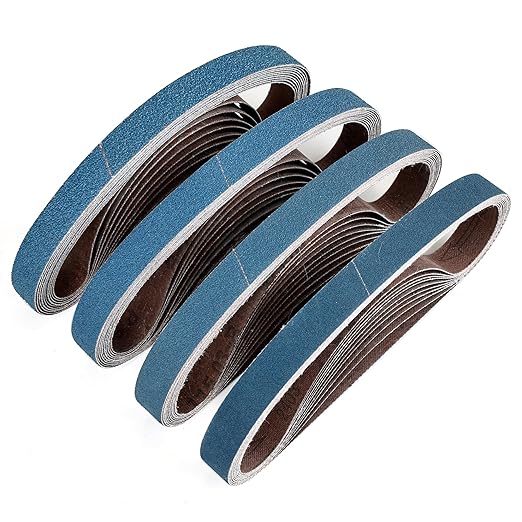 3/4 x 20.5 Inch Zirconia Sanding Belts, 40Pcs 10 Each of 40/60/80/120 Assorted Grits, Belt Sander Sanding Belt for Knife Blade Sharpening, Metal Polishing, Derusting, Woodworking
