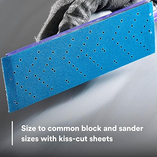 3M Hookit Blue Abrasive Sheet Roll, 36187, Multi-Hole, 2.75 in x 13 yd, 80+ Grade, Automotive Sanding Roll Sandpaper for Coating Removal, Body Repair, Auto Sanding