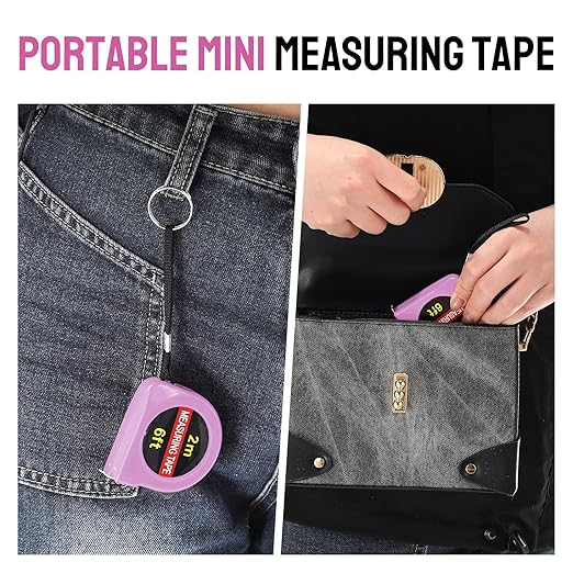 50 Pcs 6 FT Mini Tape Measure Retractable Bulk Small Measuring Tape Pocket Size Measurement Tool for Operation Christmas Items Party Favor Gifts Stuffers for Men(Pink)