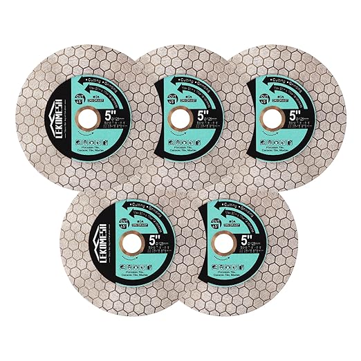 Tile Blade 5"/125mm - 5pcs Diamond Saw Blade Hexagon Design for Cutting and Grinding Granite Marble Ceramic Porcelain Tile,Arbor 7/8"-5/8"