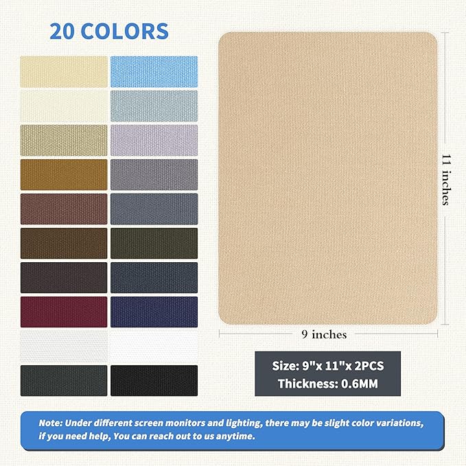 KING MOUNTAIN Canvas Repair Patch 9 x11 Inch 4 Pcs Self-Adhesive Waterproof Fabric Patch for Sofas, Tents, Furniture,Tote Bags, Car Seats (Khaki)